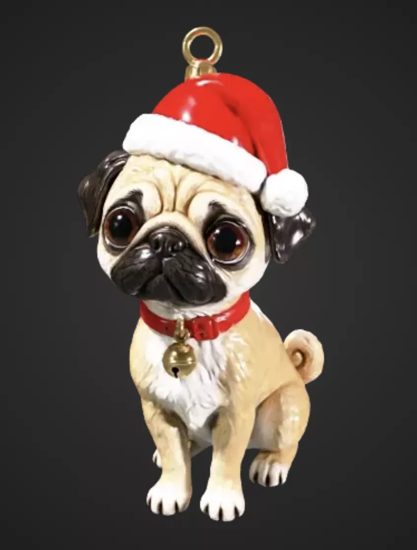 Pug Christmas Tree Ornament 3D print model
