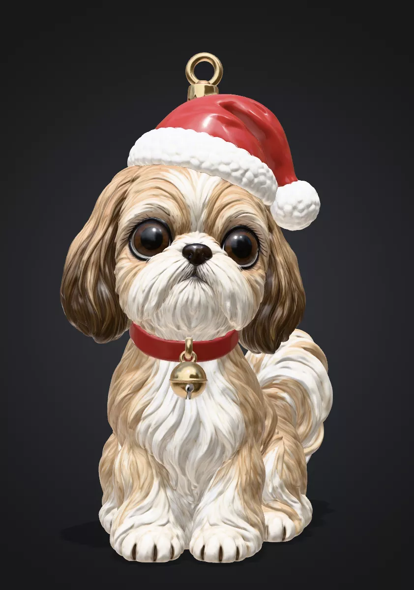 Shih Tzu Christmas Tree Ornament 3D print model
