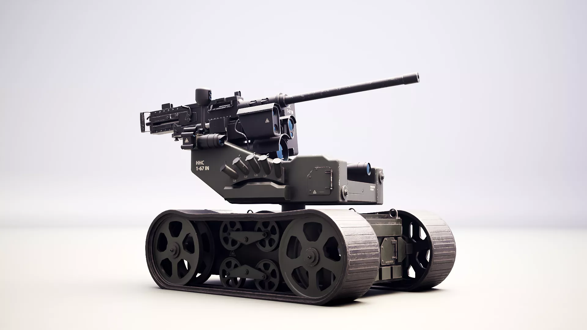 Sci-Fi Military Combat Drone - Rigged PBR Tank Robot Low-poly 3D model