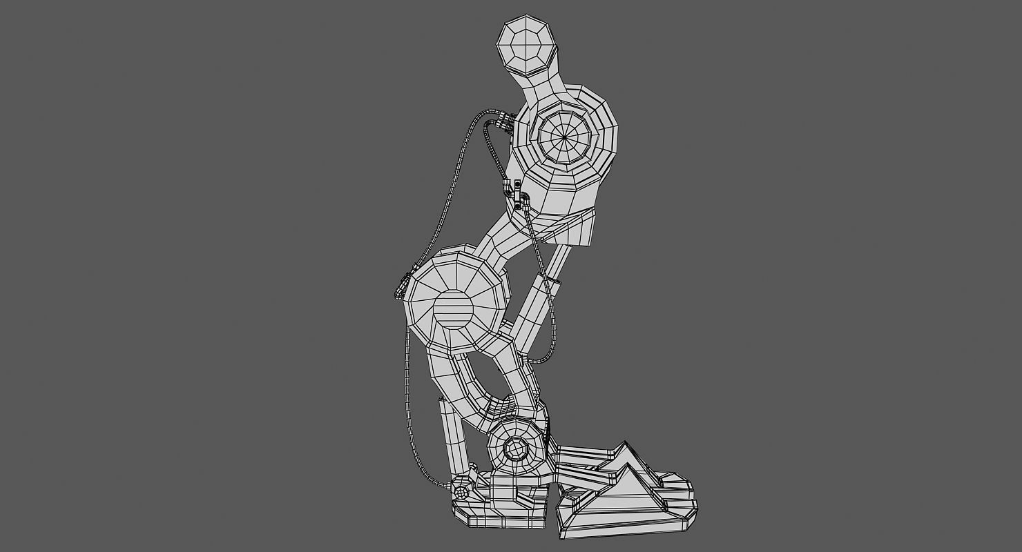 sci fi robot leg Low-poly 3D model_7