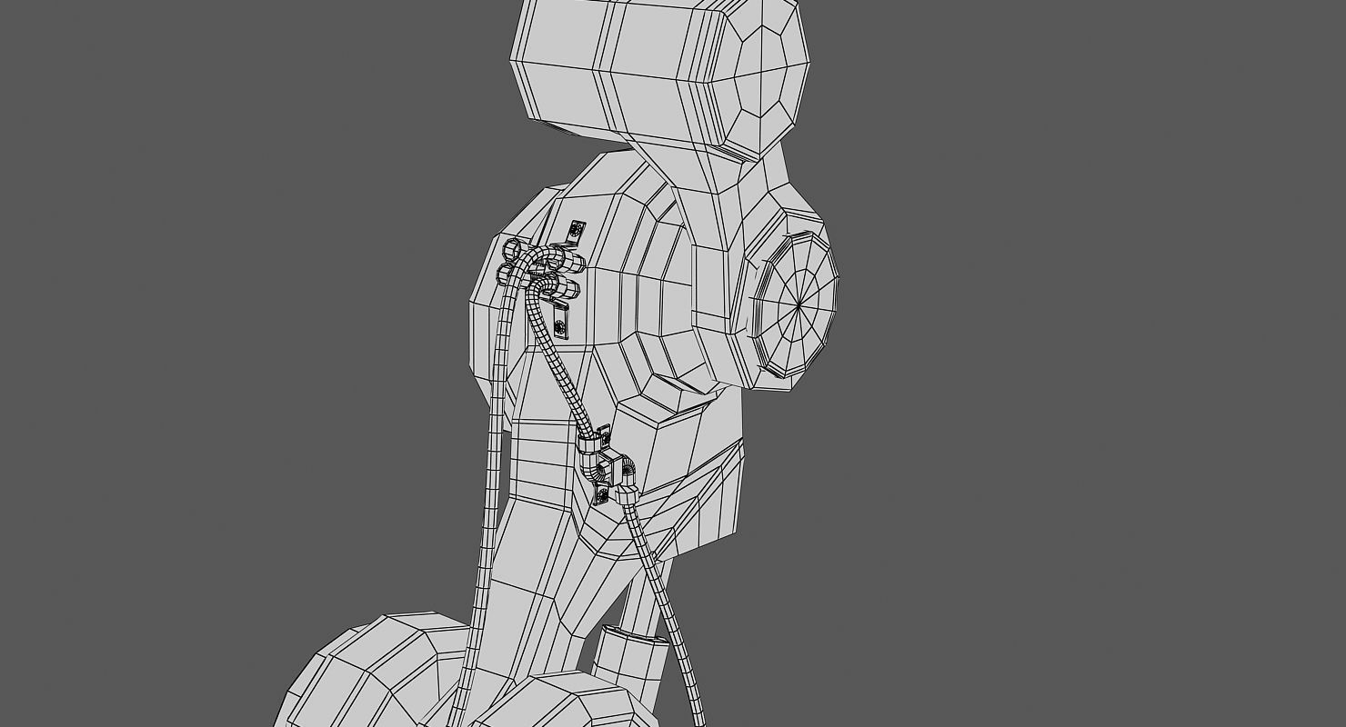 sci fi robot leg Low-poly 3D model_9