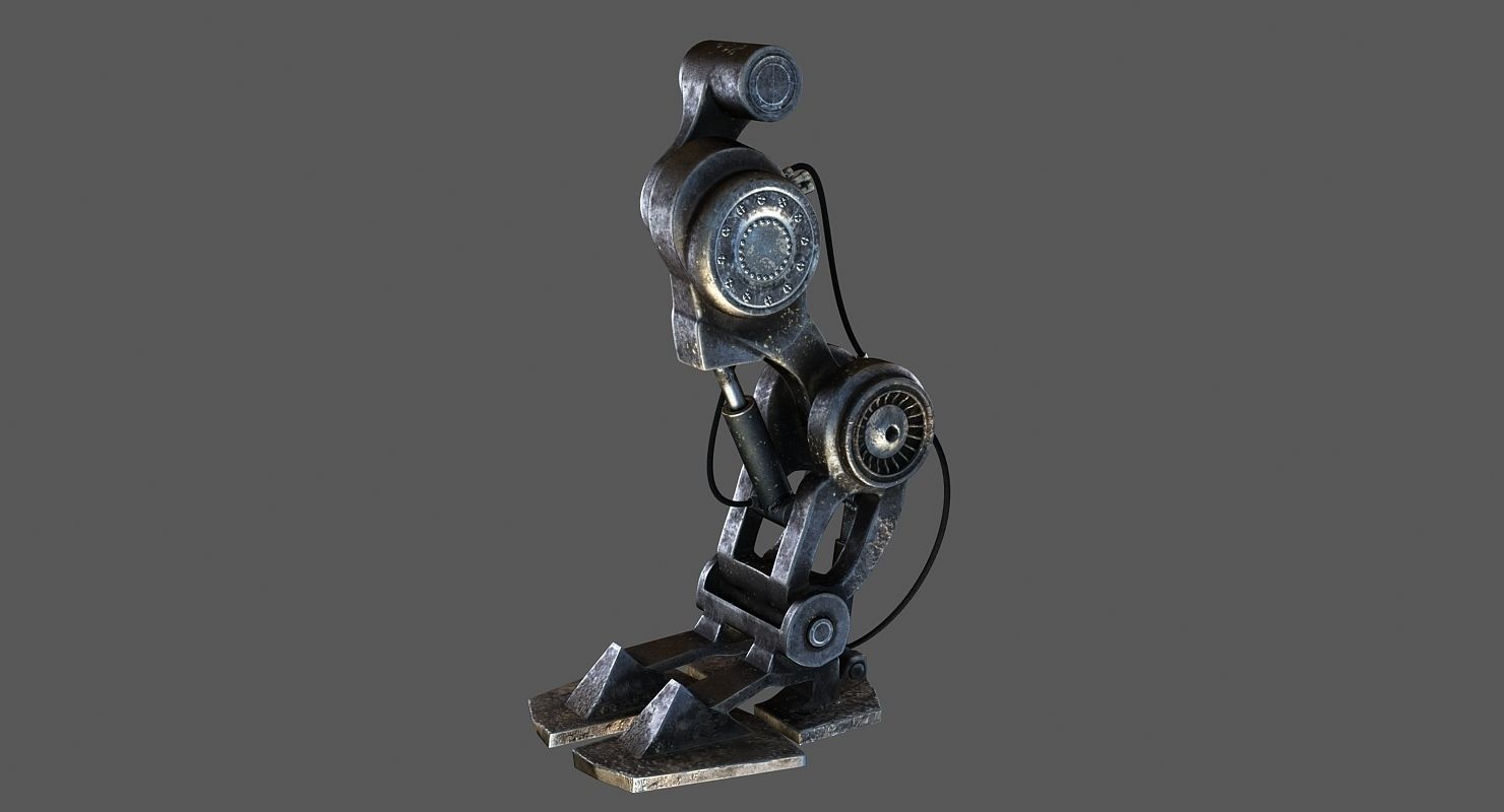 sci fi robot leg Low-poly 3D model_2