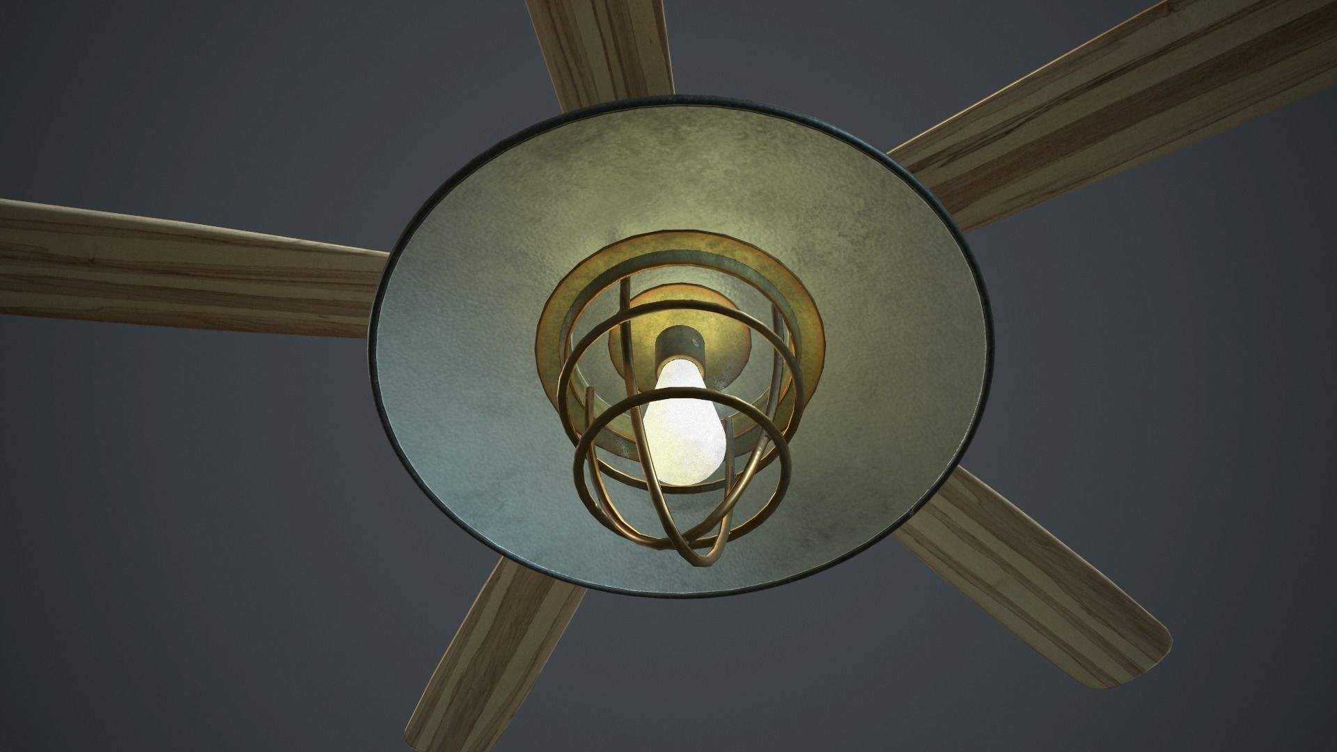 Retro Ceiling Fan With Lamp PBR Gamre Ready Low-poly 3D model_11