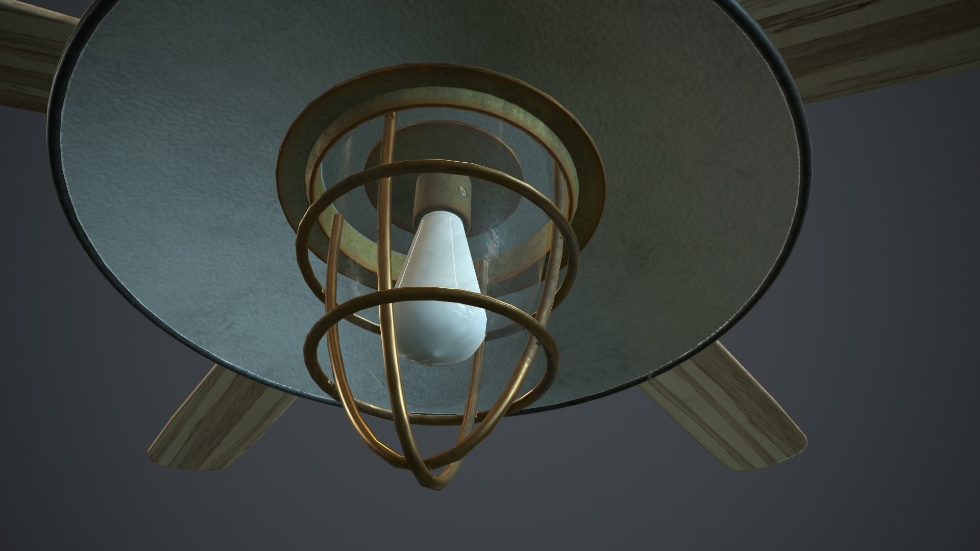 Retro Ceiling Fan With Lamp PBR Gamre Ready Low-poly 3D model_7