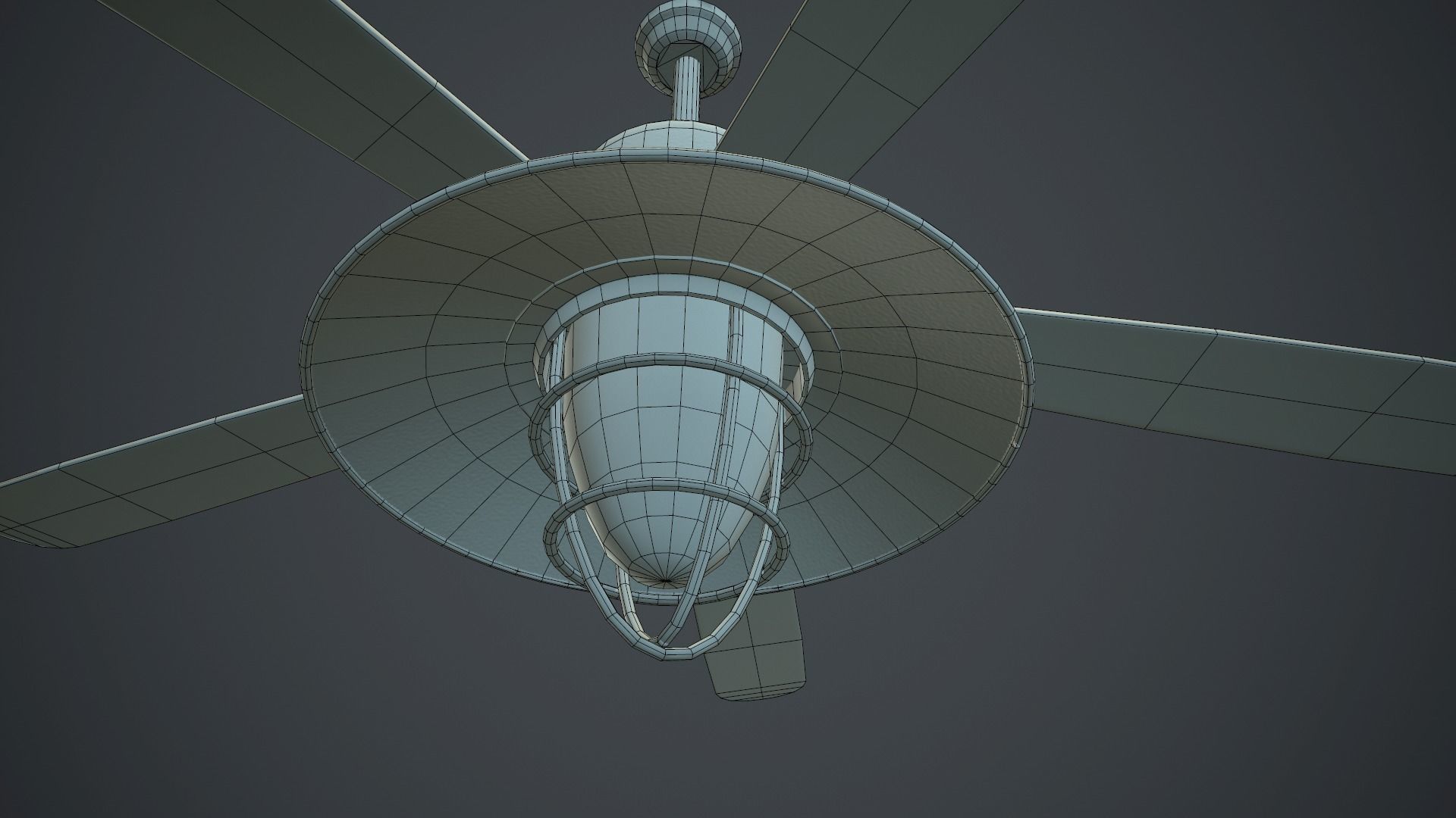Retro Ceiling Fan With Lamp PBR Gamre Ready Low-poly 3D model_13