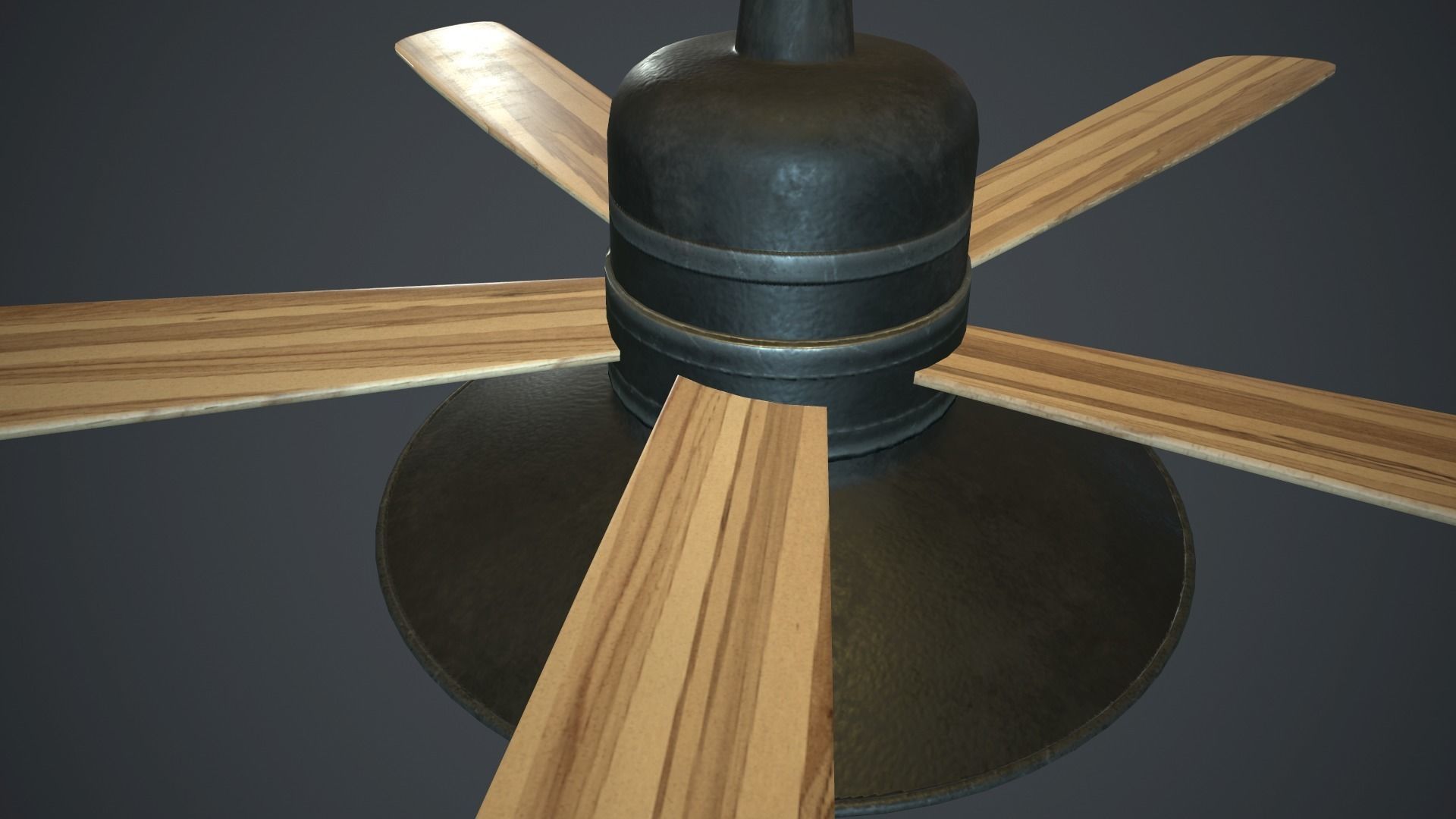 Retro Ceiling Fan With Lamp PBR Gamre Ready Low-poly 3D model_3