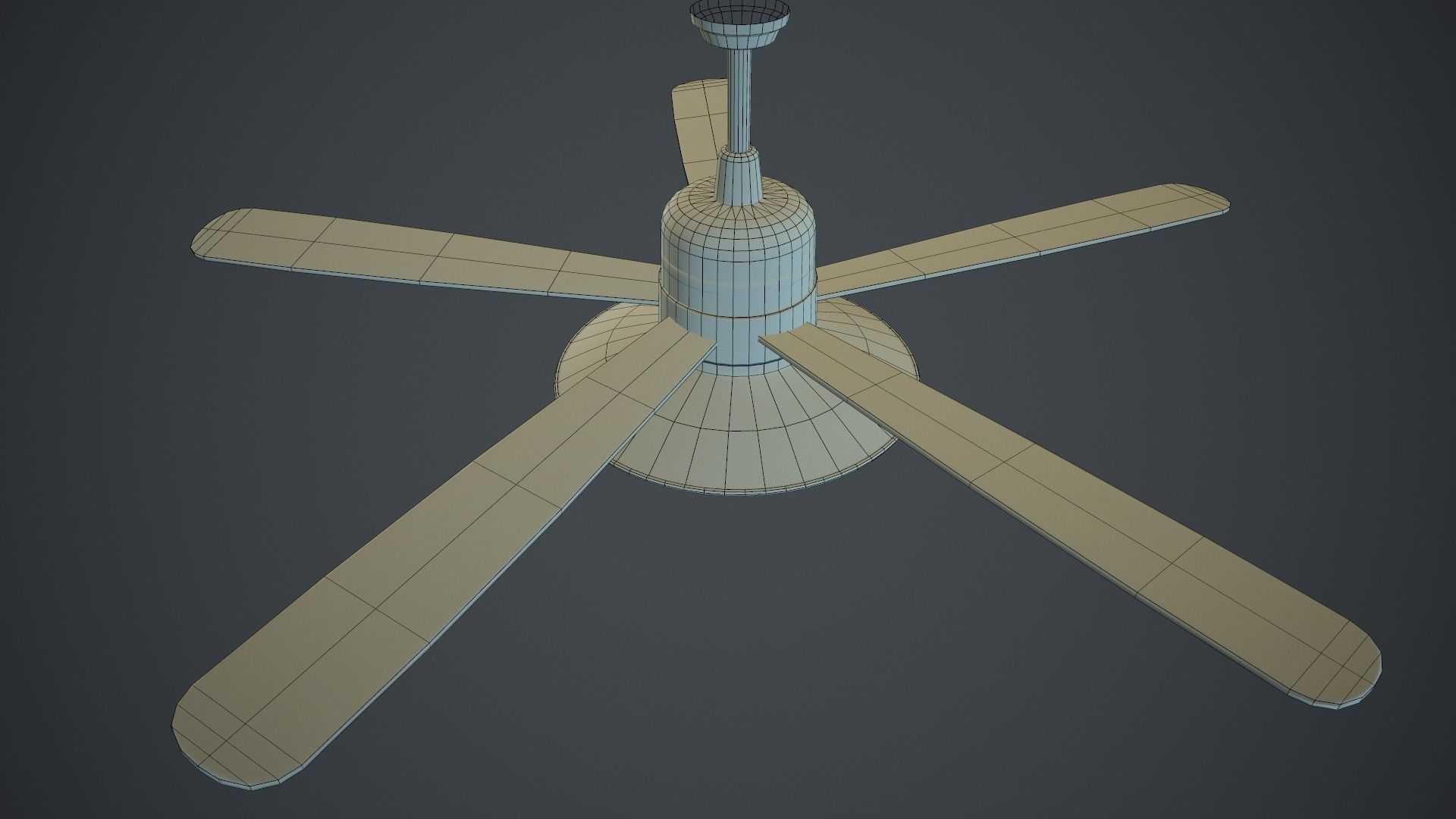 Retro Ceiling Fan With Lamp PBR Gamre Ready Low-poly 3D model_12