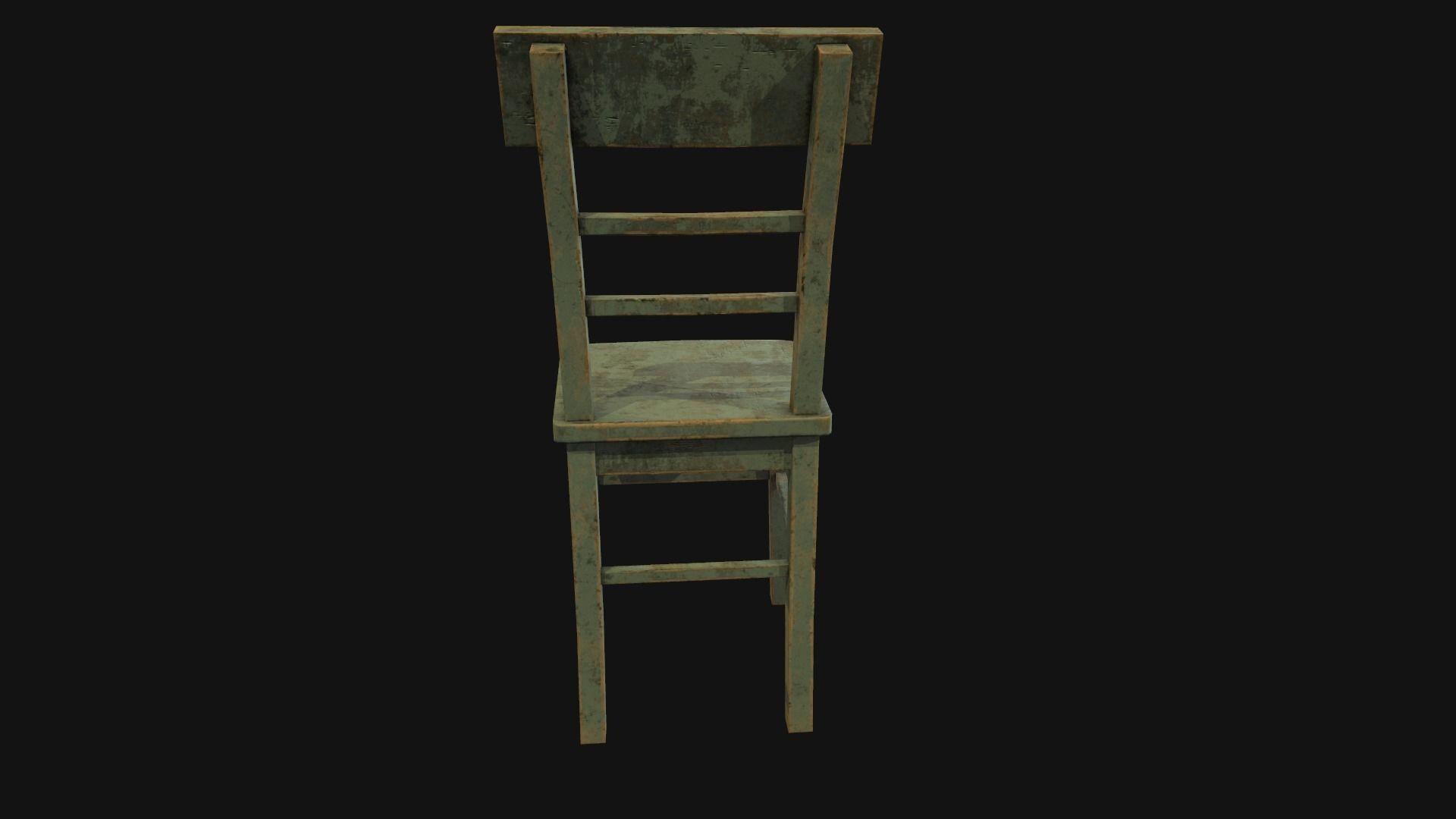 Old wooden chair Low-poly 3D model_5