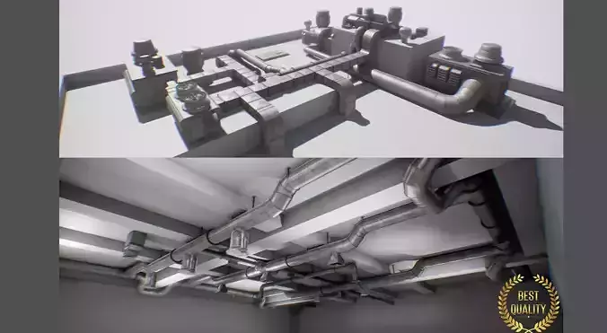 ultimate air ducts modular system 60 elements lowpoly Low-poly 3D model