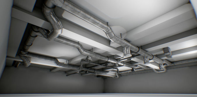 interior air ducts modular system 38 elements lowpoly Low-poly 3D model