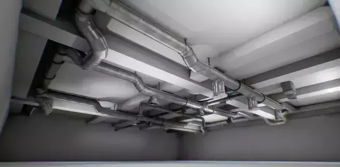 interior air ducts modular system 38 elements lowpoly Low-poly 3D model