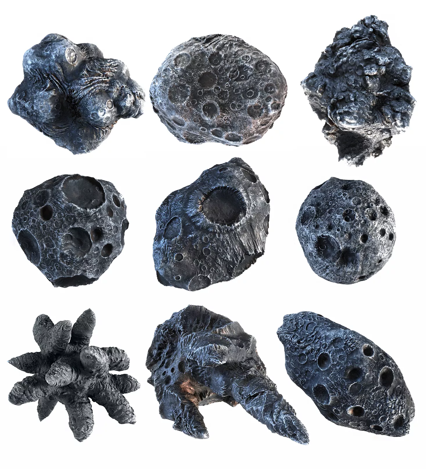 Iron Planetoide Pack 9 Low-poly 3D model