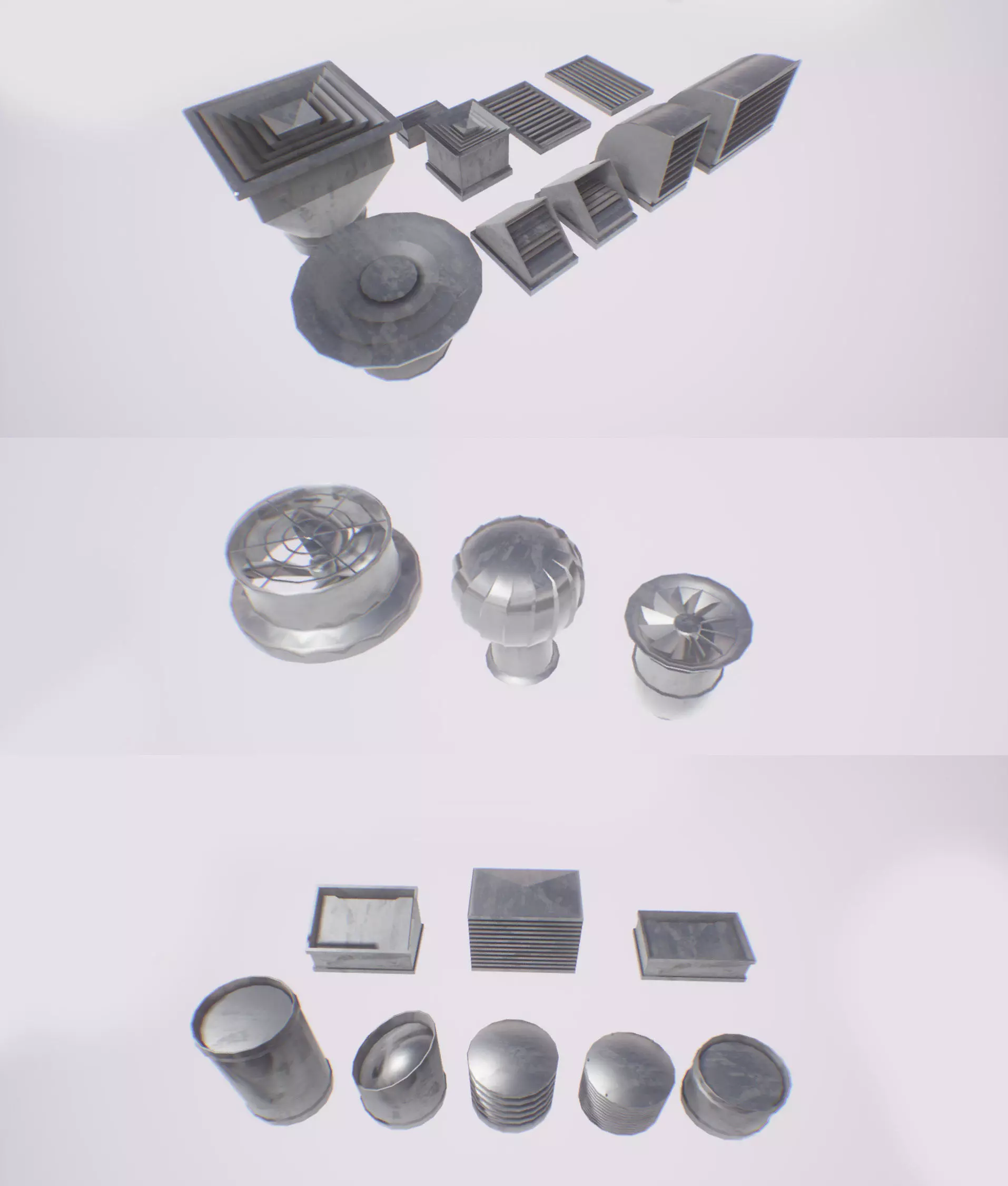 Completion of roof and wall detail system 21 elements lowpoly y Low-poly 3D model_0