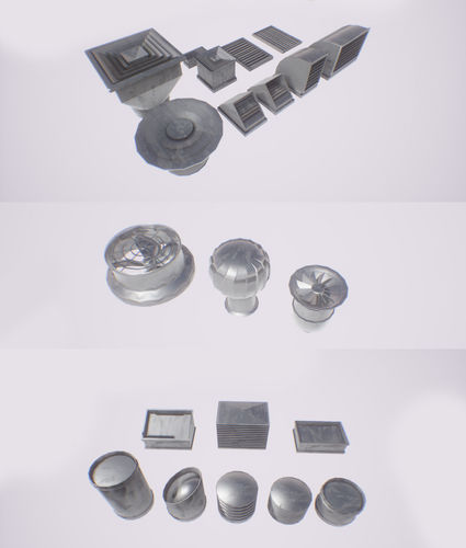 Completion of roof and wall detail system 21 elements lowpoly y Low-poly 3D model