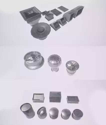 Completion of roof and wall detail system 21 elements lowpoly y Low-poly 3D model