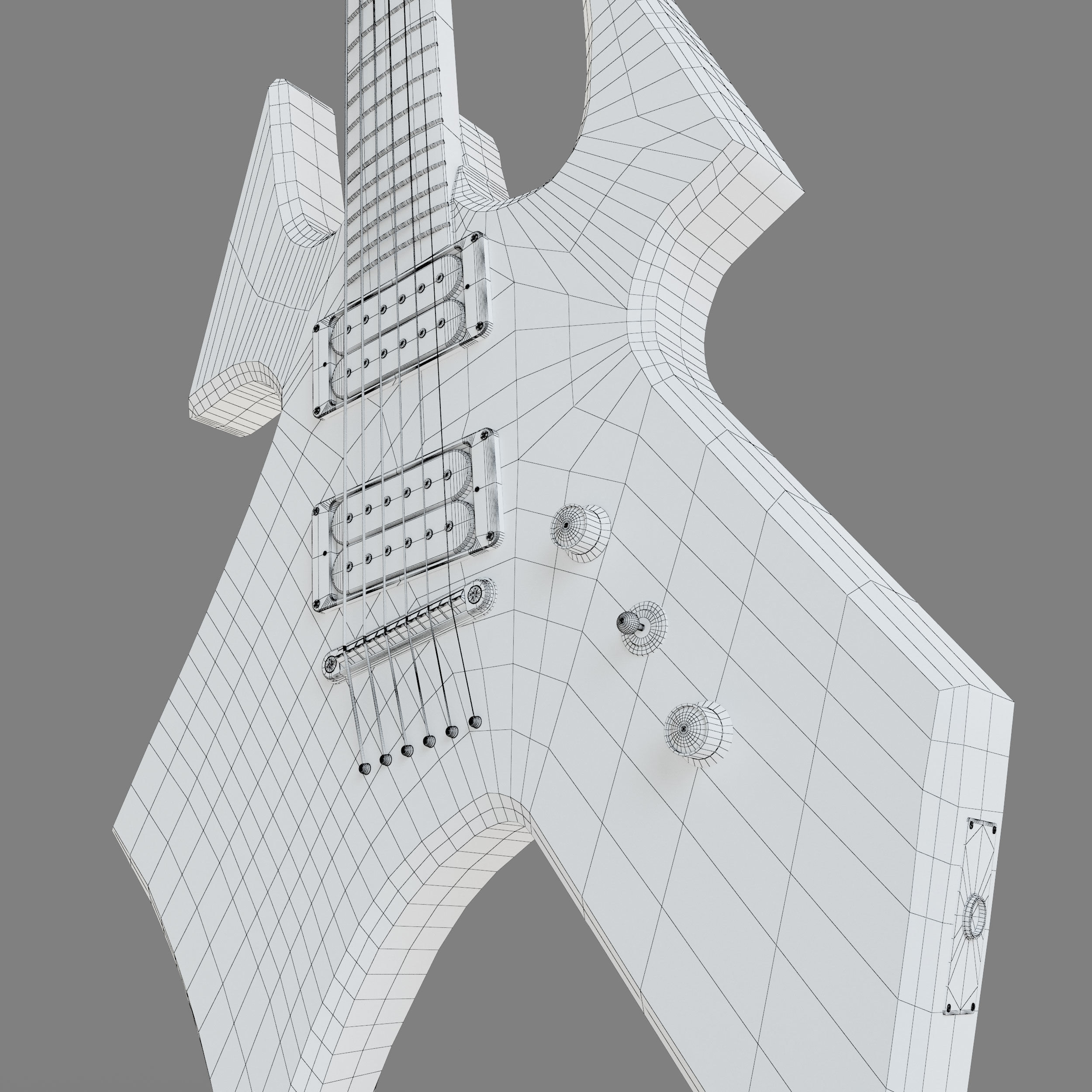 Fantasy Electric Guitar Low-poly 3D model_4