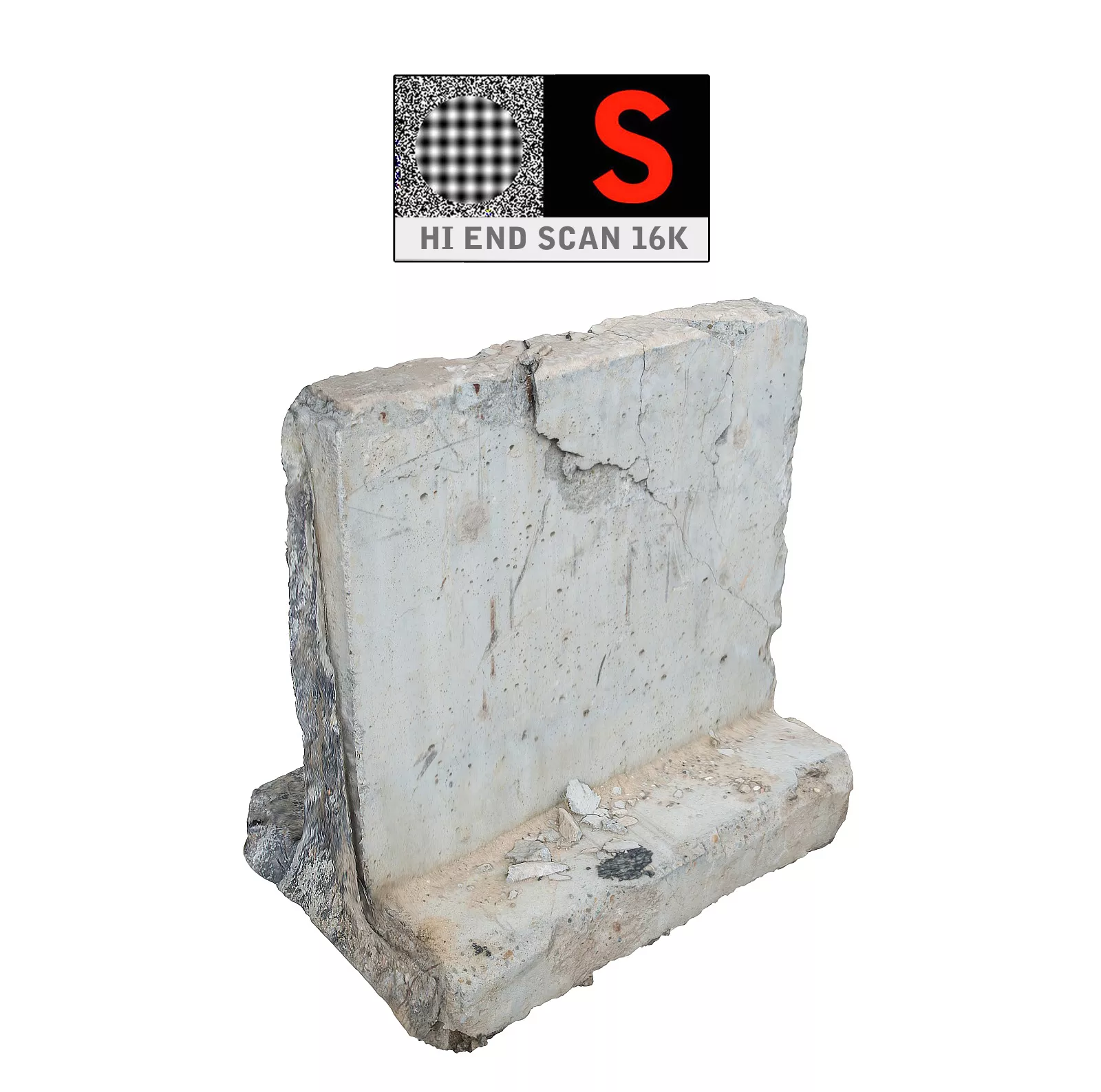 Concrete Barricade 16K Low-poly 3D model