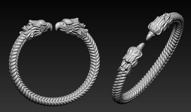 eagle bracelet 3D print model_3