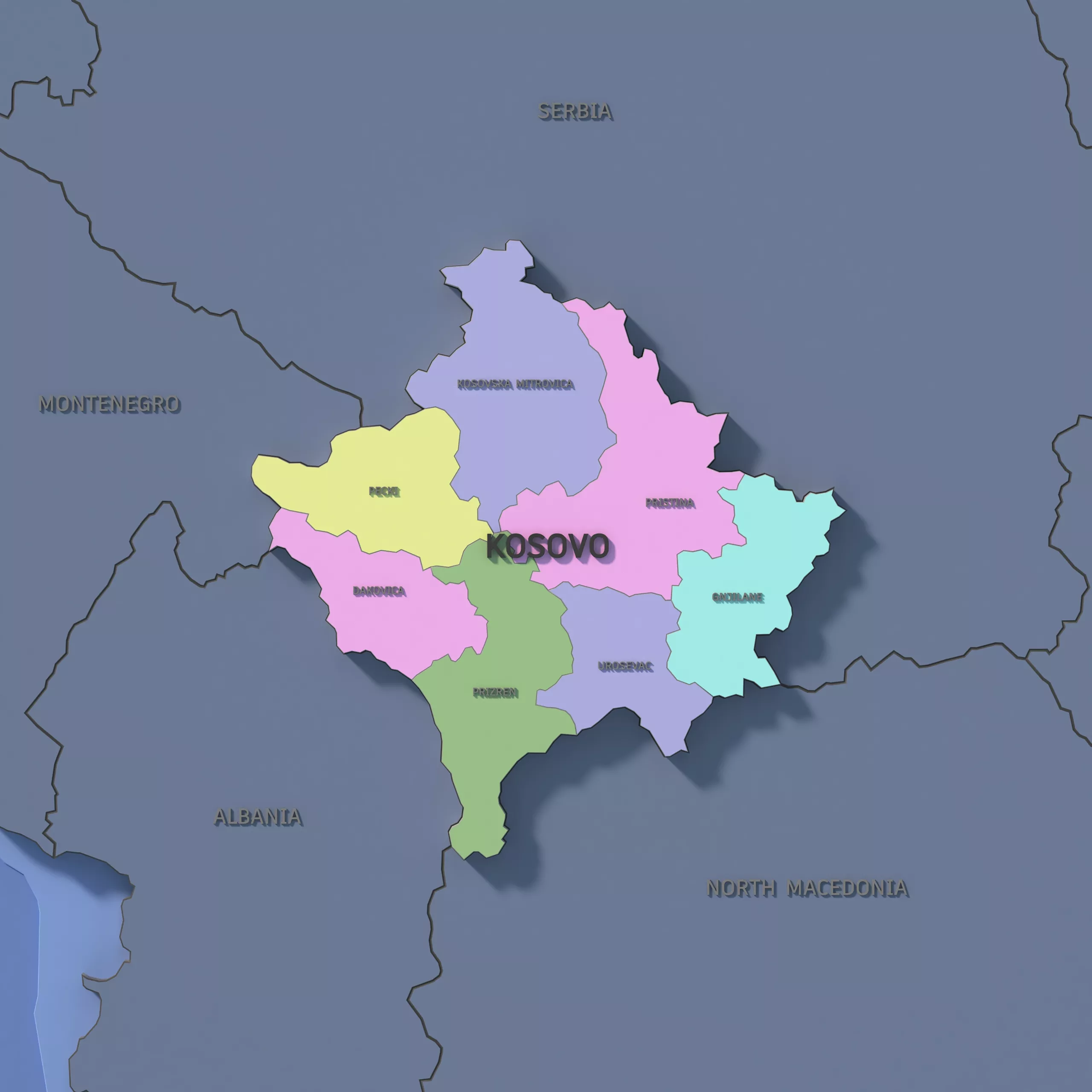 Kosovo Admin 1 3D Map - Mercator 3D model
