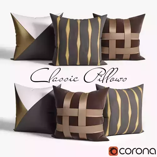 Pillow four different pillows with gold and stripes