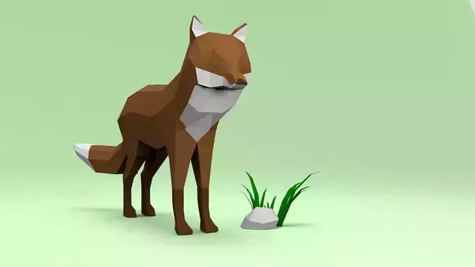 Low Poly Fox polygonal Low-poly 3D model