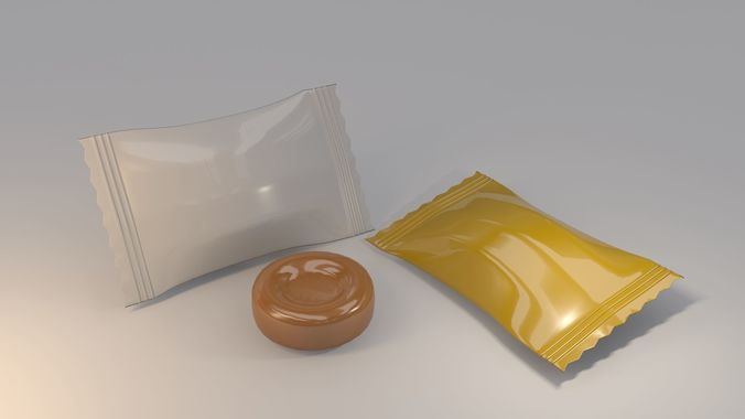 Candy packet of peanut butter and bottle 3D model