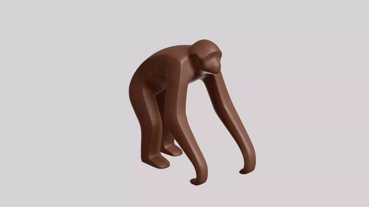 Minimalist Gibbon Sculpture 3D print model