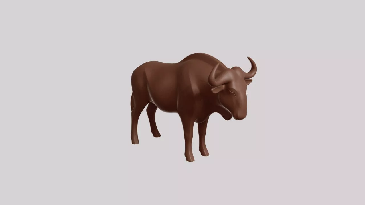 Minimalist Black Wildebeest Sculpture 3D print model