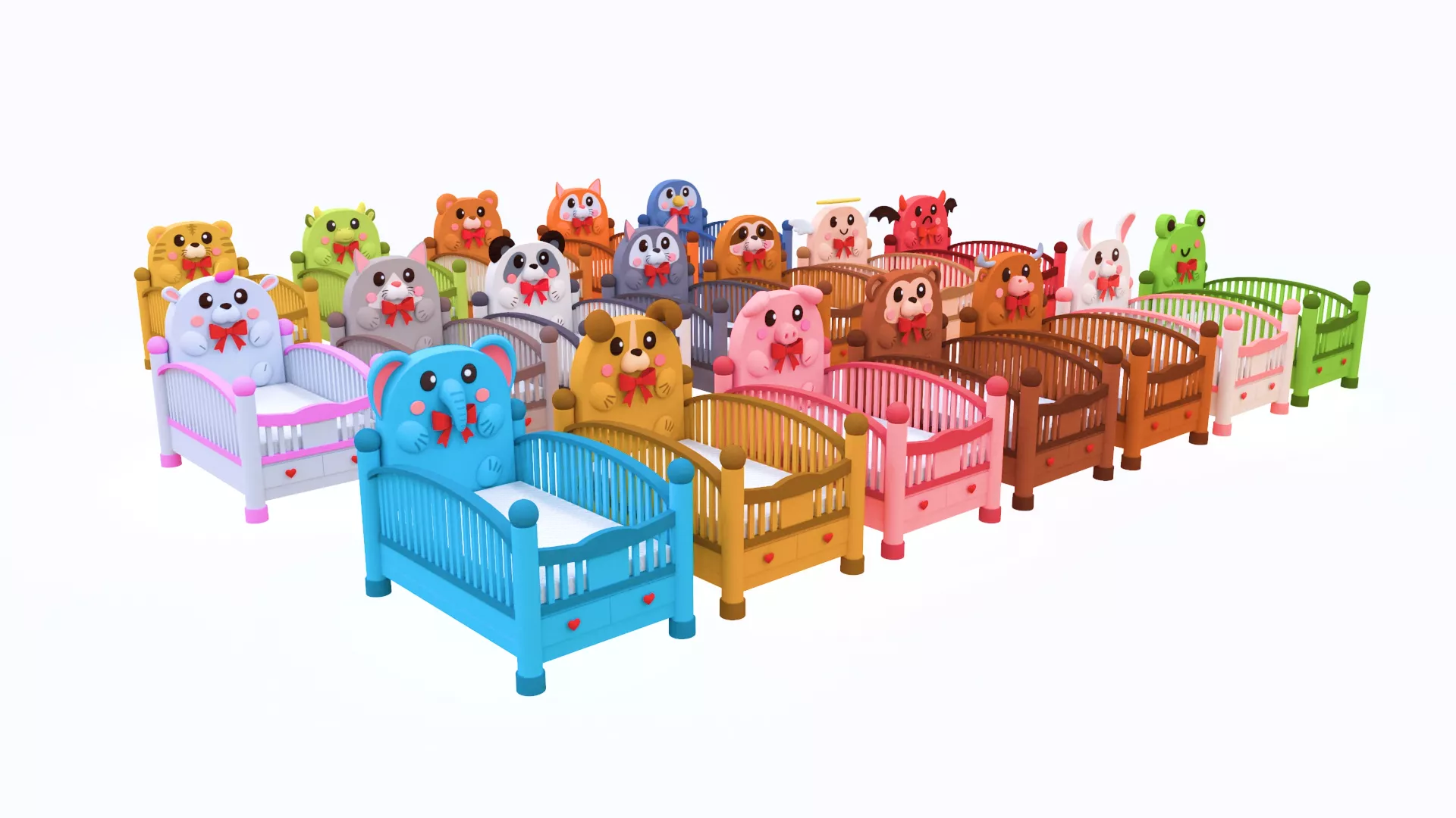 Cartoon Baby Crib Nursery Pack 04 Low-poly 3D model