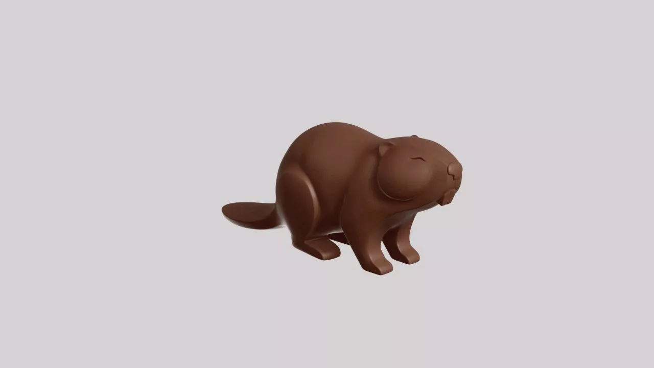 Minimalist Beaver Sculpture 3D print model
