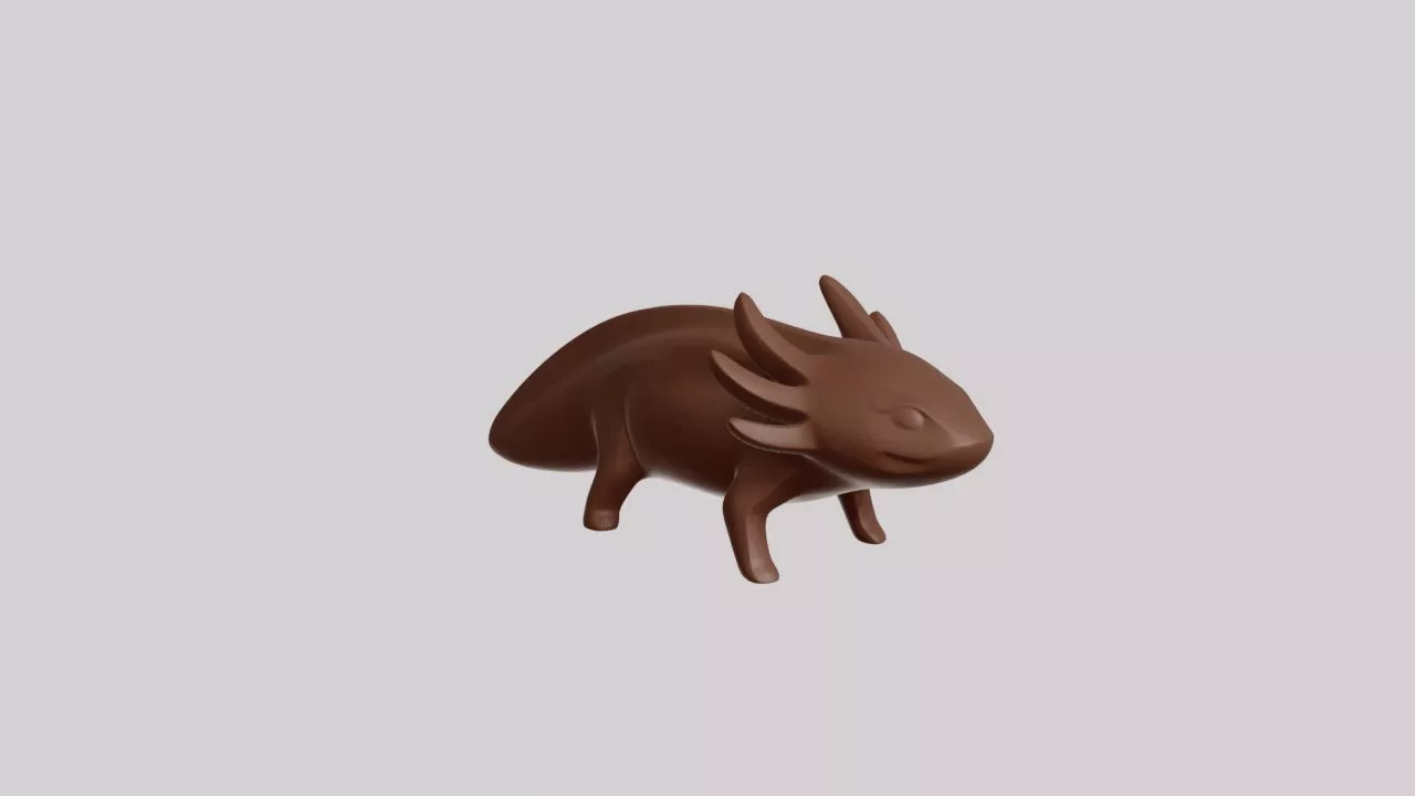 Minimalist Axolotl Sculpture 3D print model