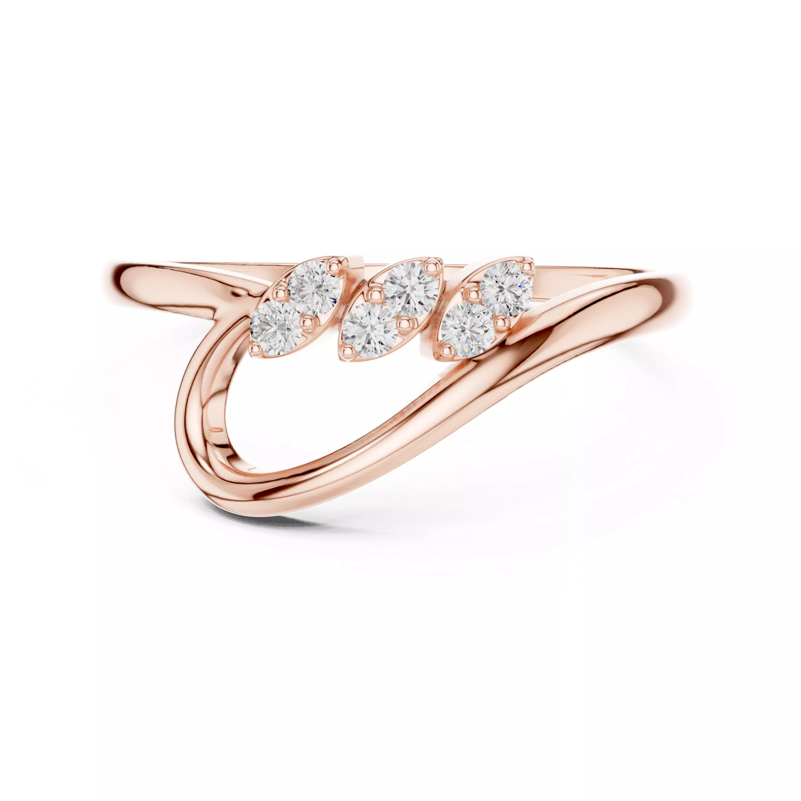 Triple Marquise Diamond Cluster Bypass Ring 3D Model 3D print model
