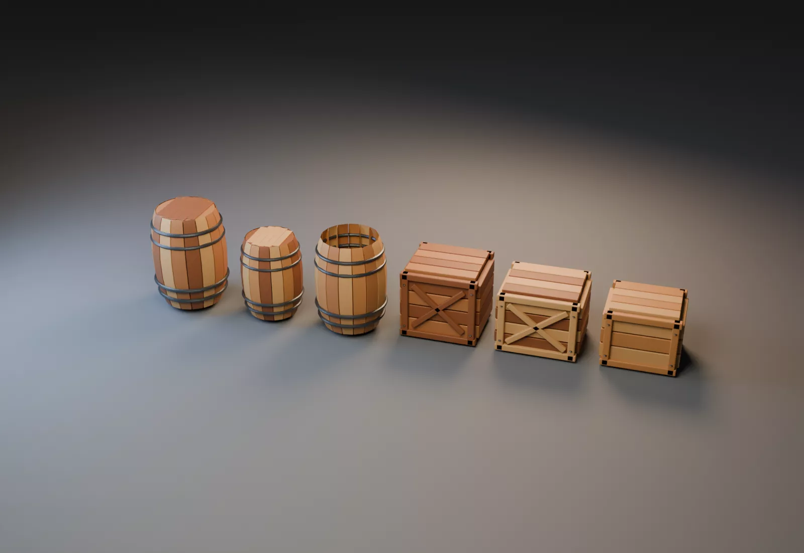 Wooden Barrels and Cargo Crates 3D model