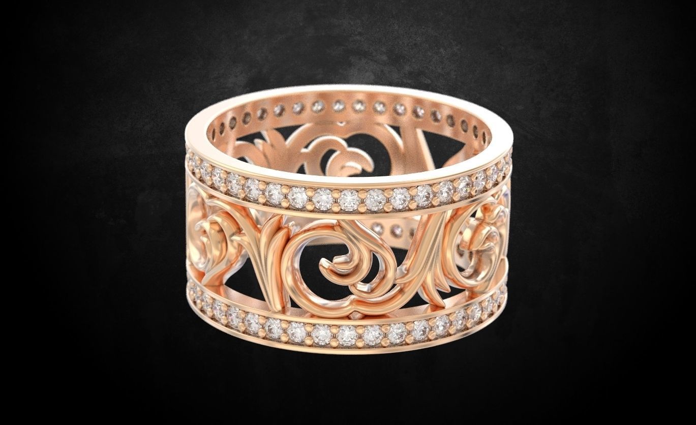 Ring with diamonds 138 3D print model_1