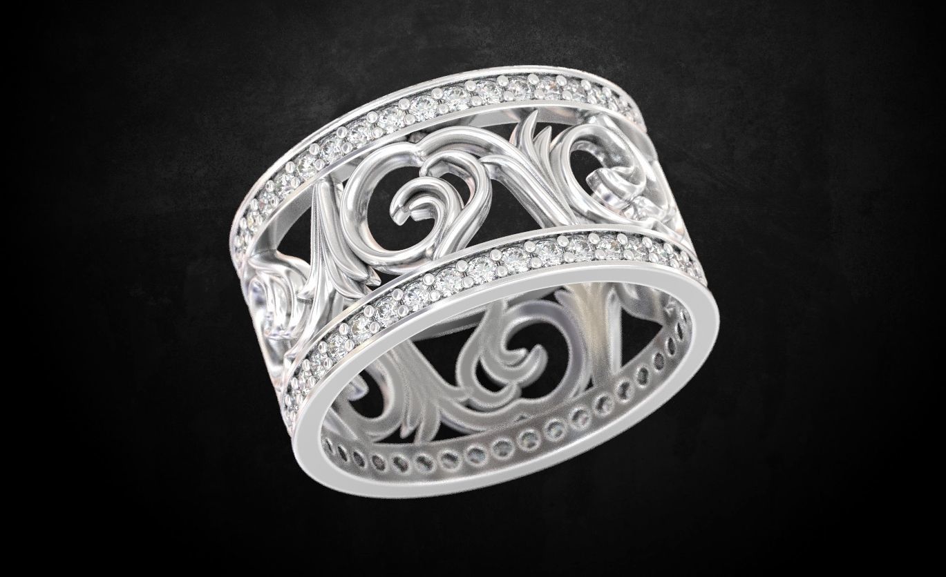 Ring with diamonds 138 3D print model_4