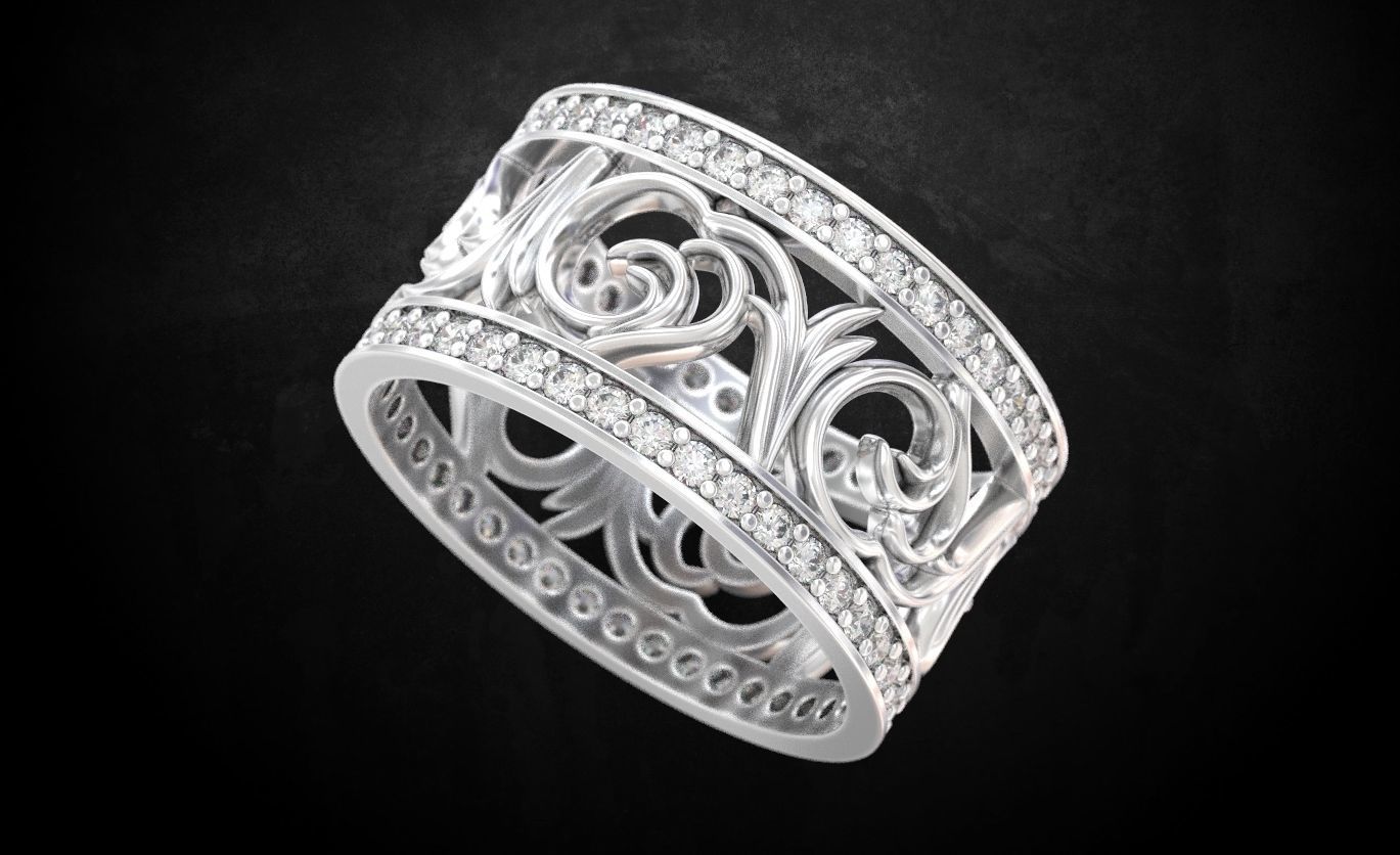 Ring with diamonds 138 3D print model_2