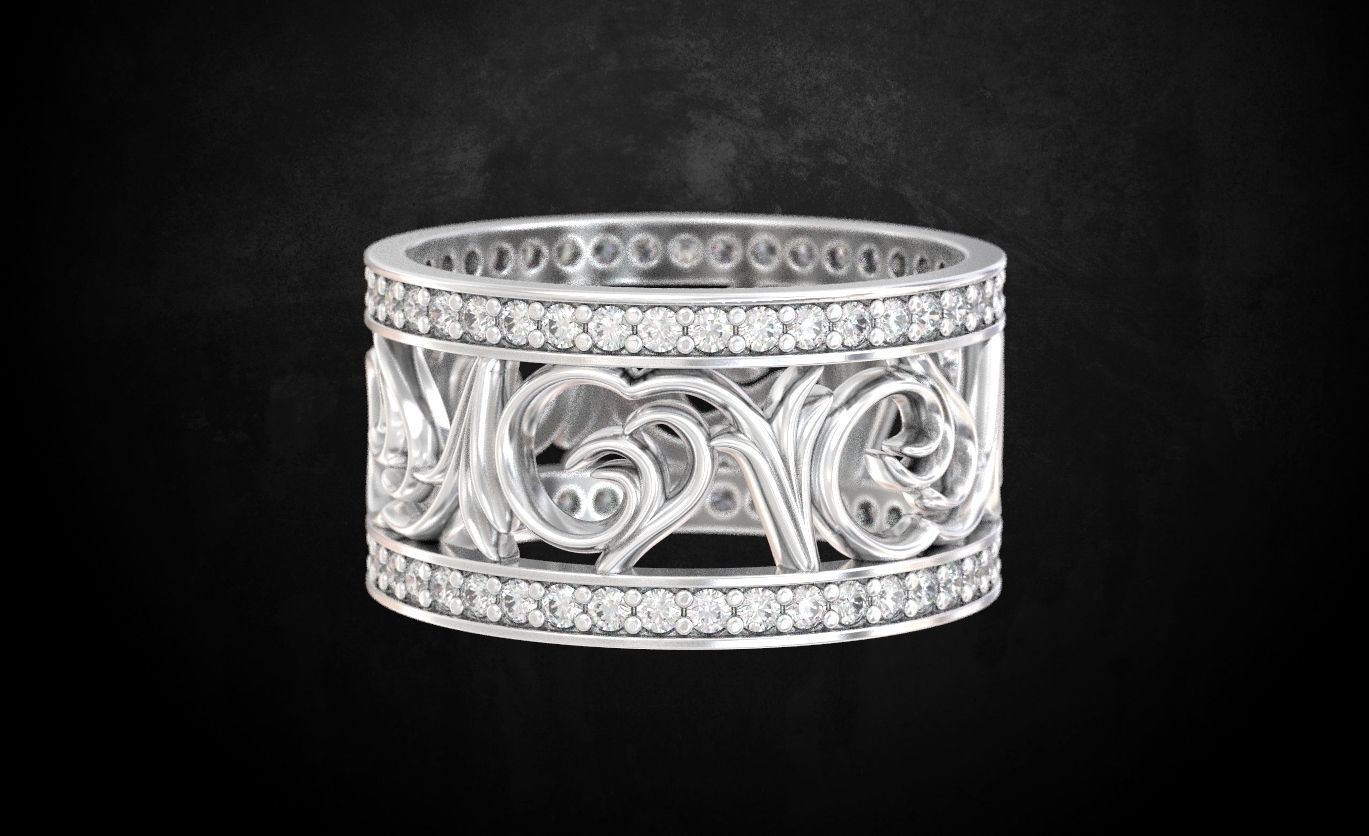 Ring with diamonds 138 3D print model_6