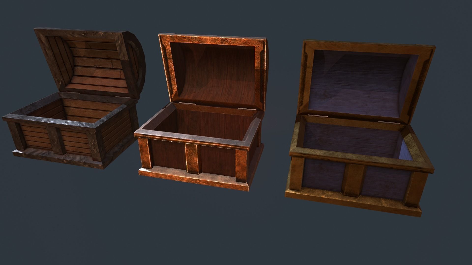 Chests collection Low-poly 3D model_4