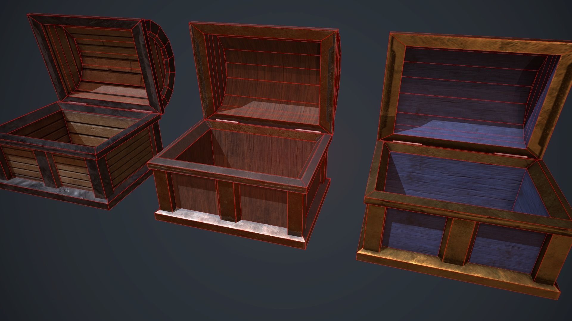 Chests collection Low-poly 3D model_7