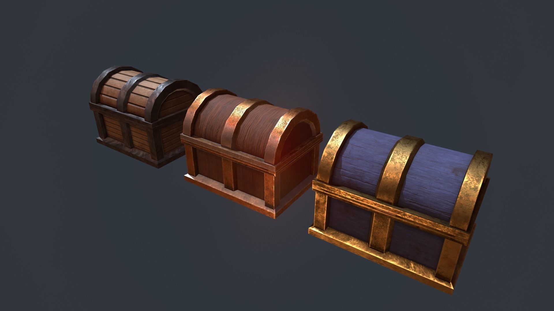 Chests collection Low-poly 3D model_1