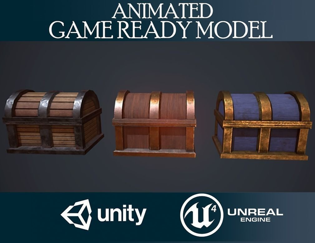 Chests collection Low-poly 3D model