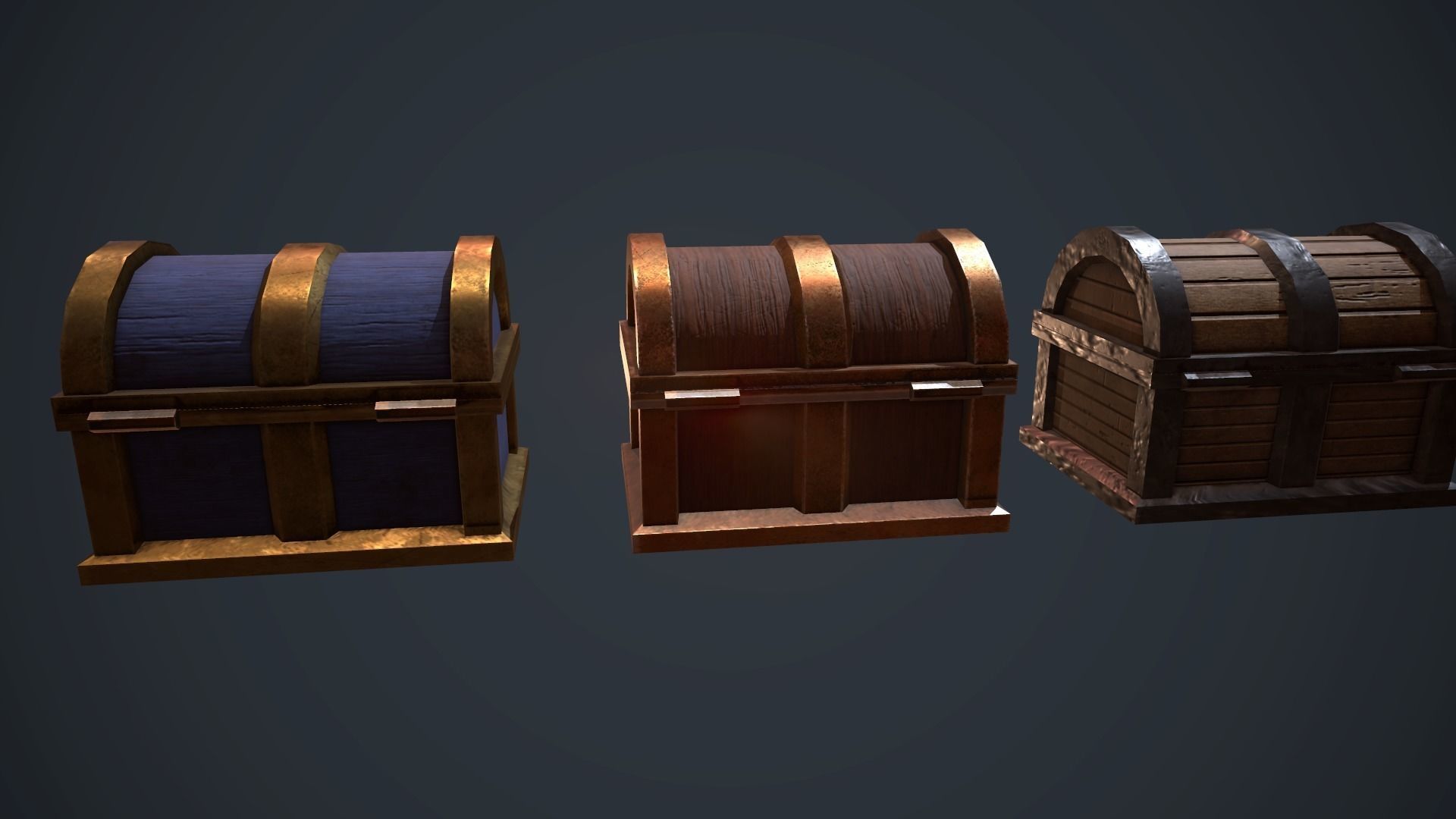 Chests collection Low-poly 3D model_6
