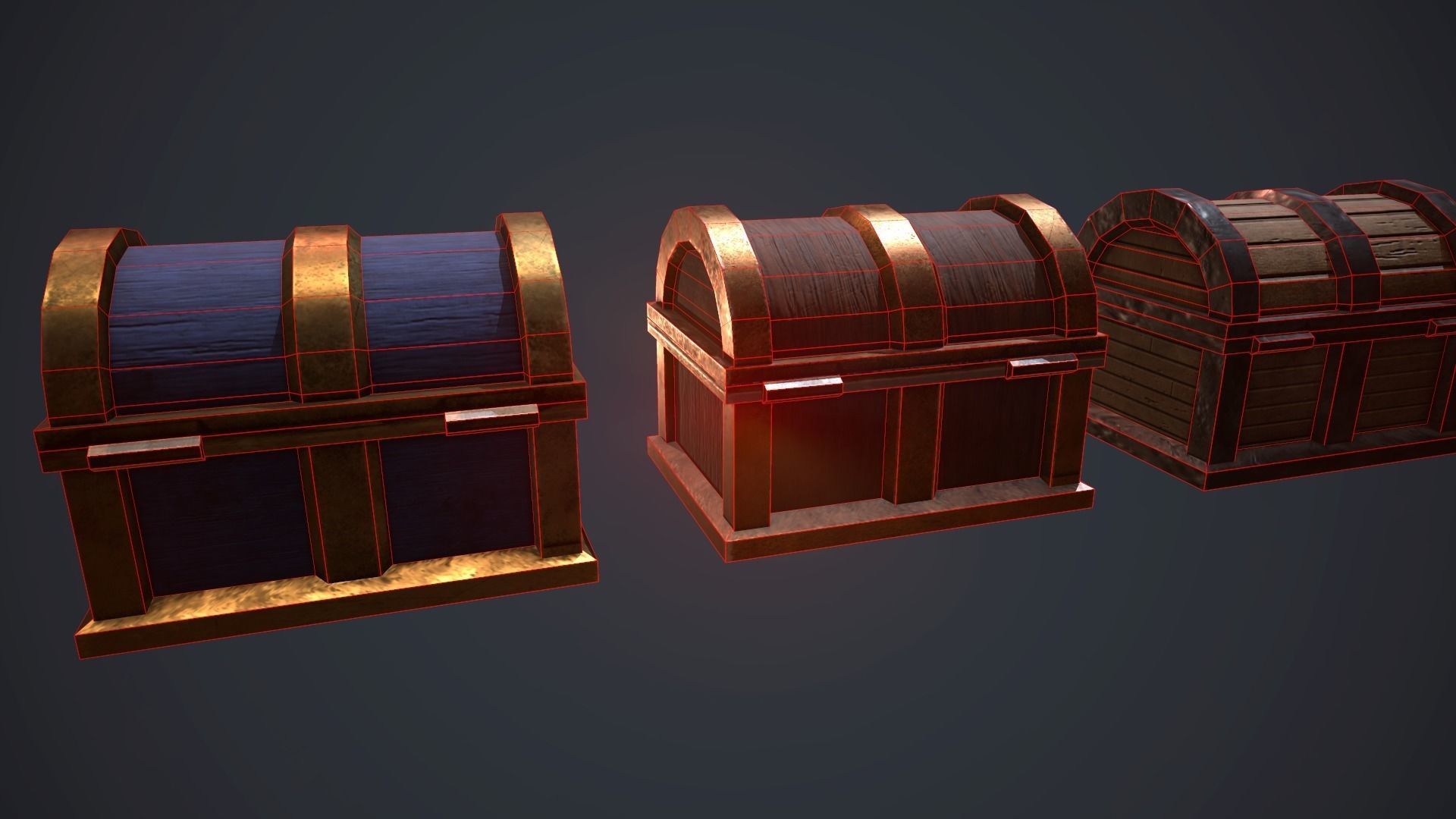 Chests collection Low-poly 3D model_8