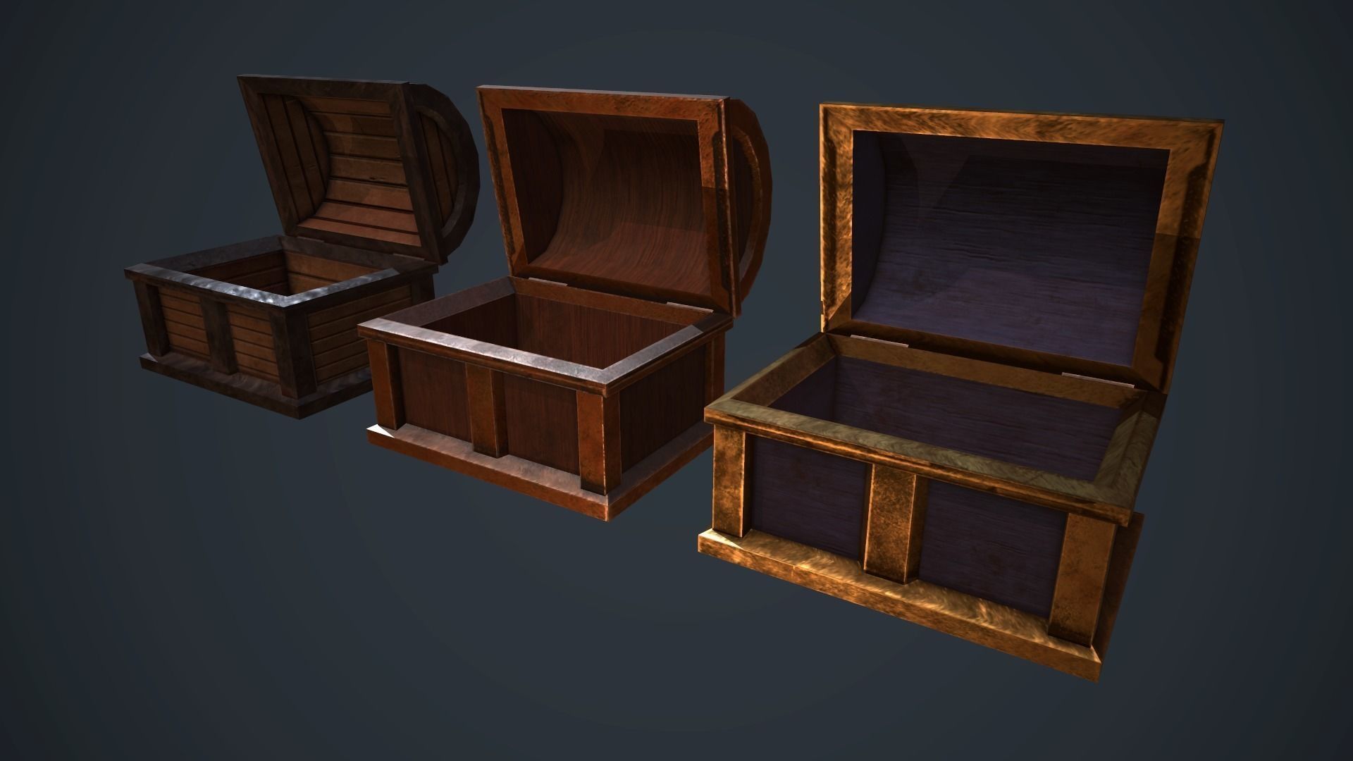 Chests collection Low-poly 3D model_3