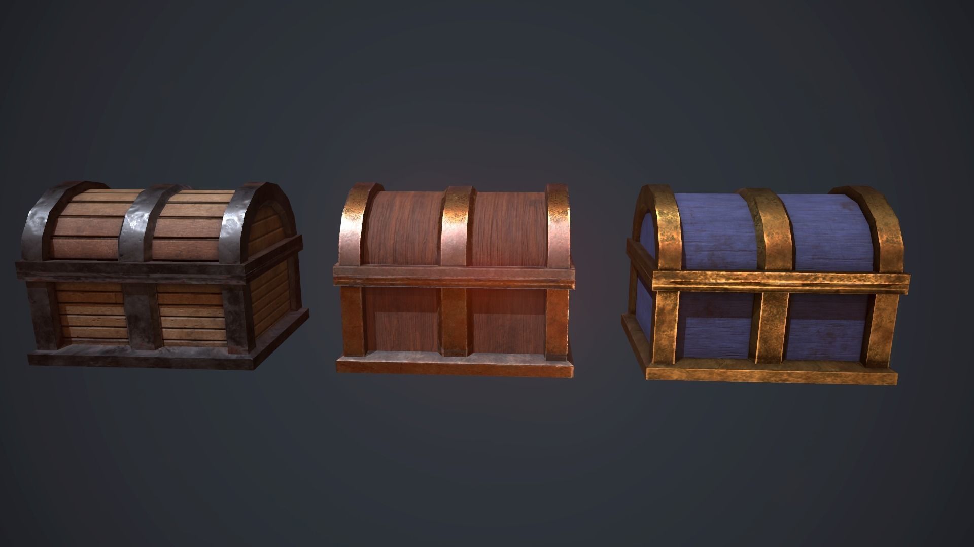 Chests collection Low-poly 3D model_2