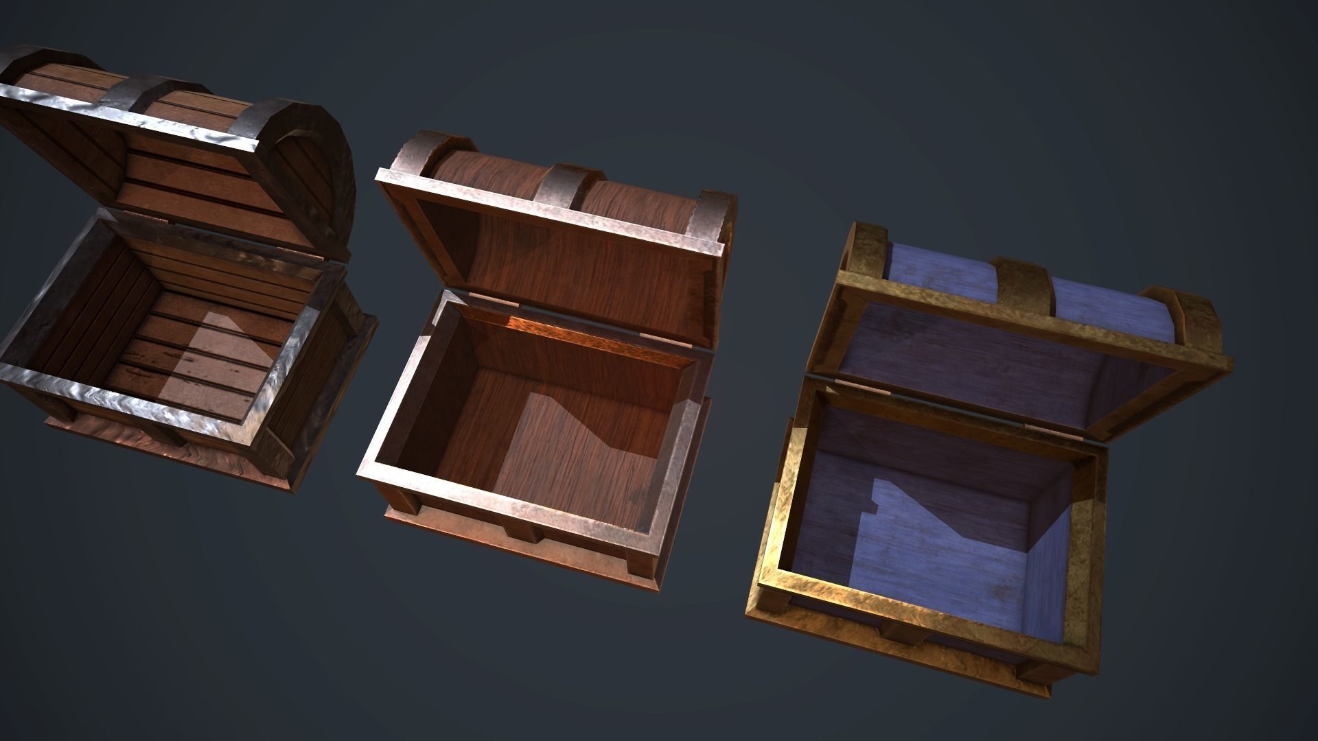 Chests collection Low-poly 3D model_5