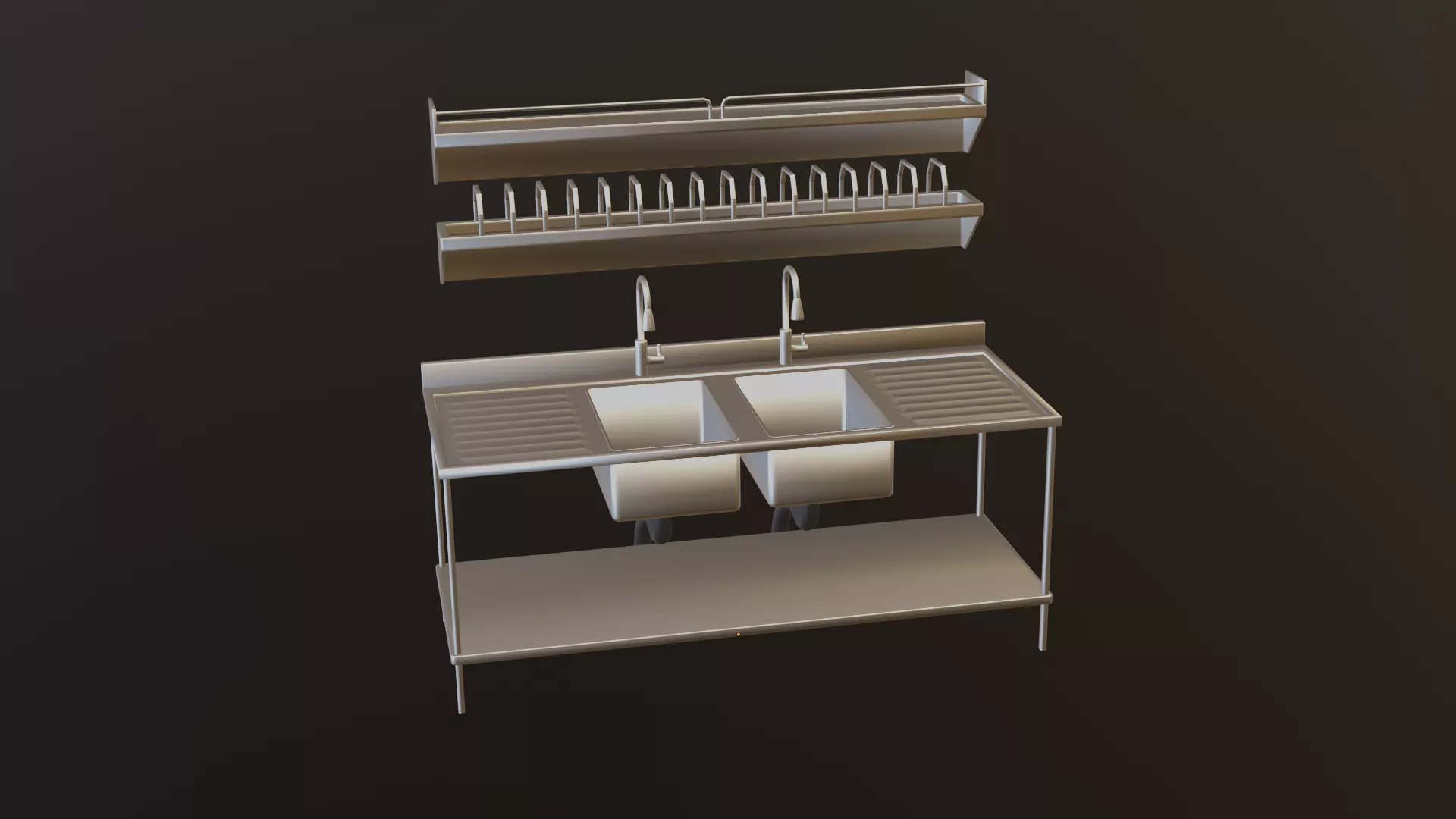 Kitchen Sink Dishwashing Sink 3D Model Low-poly 3D model