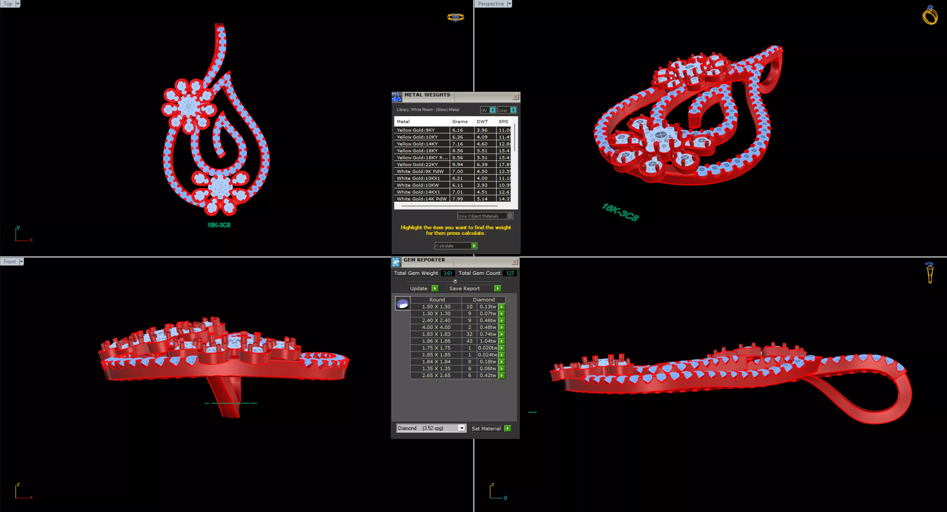 Twin Floral Paisley Teardrop Pendant 3D print model
