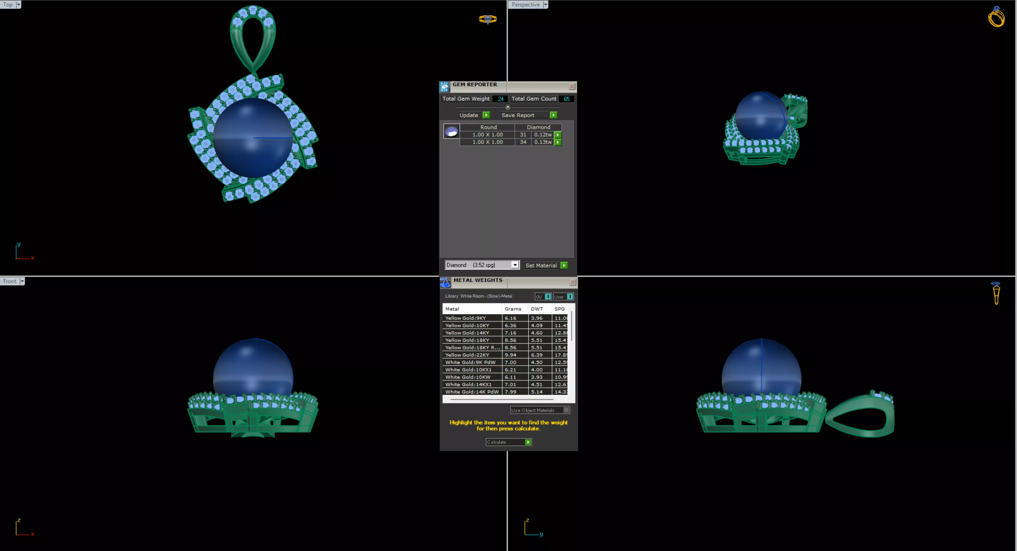 Celestial Whirl Pearl Pave Pendant 3D print model