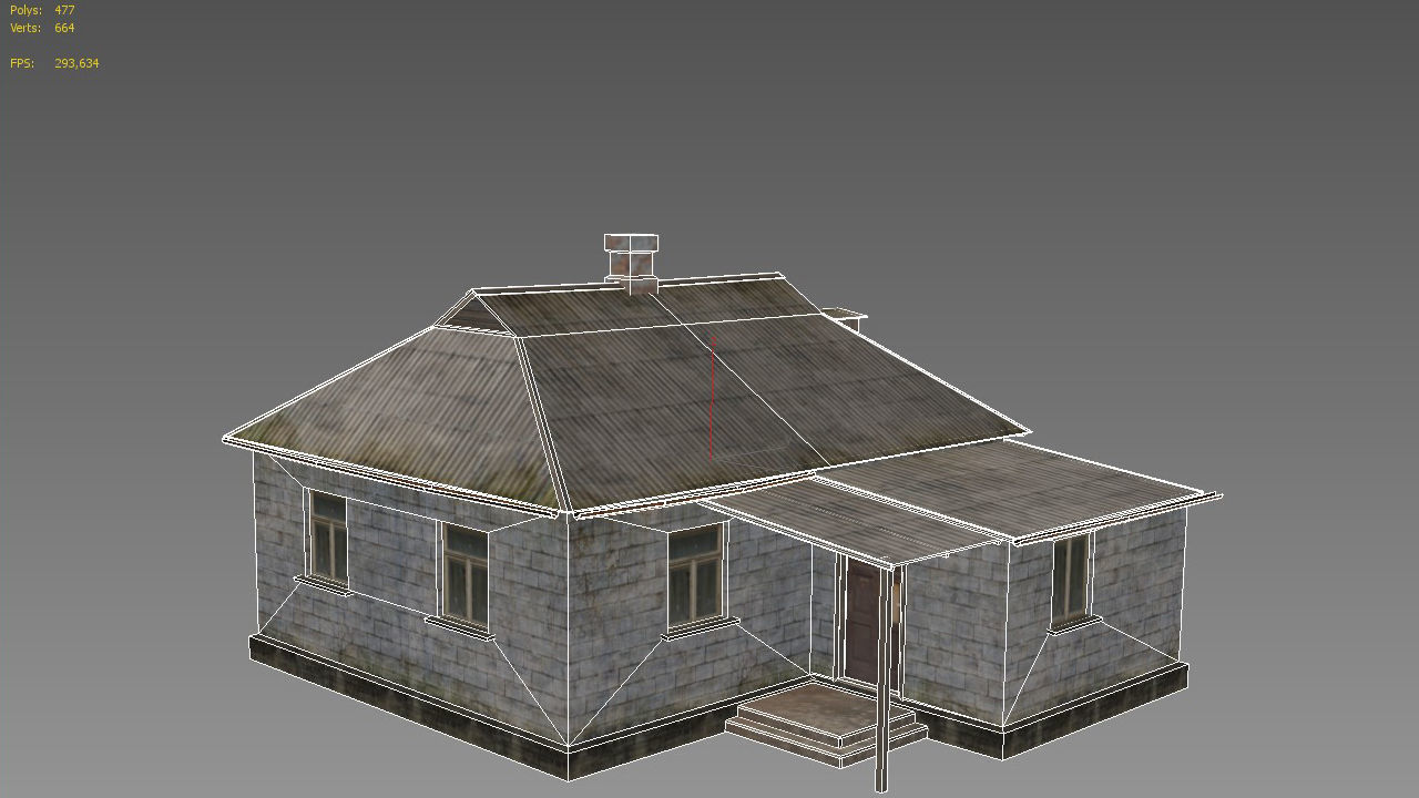 Old brick house Low-poly 3D model_6